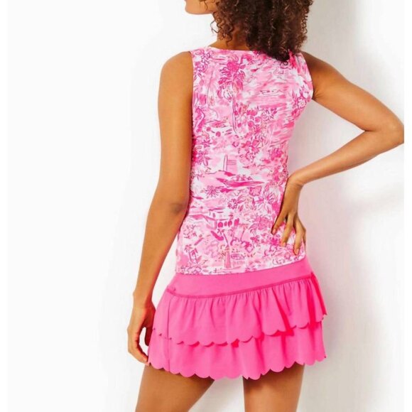 New Lilly Pulitzer Luxletic Tank Top Renay XS Peony Pink Seaside Scene NWT - Picture 7 of 8